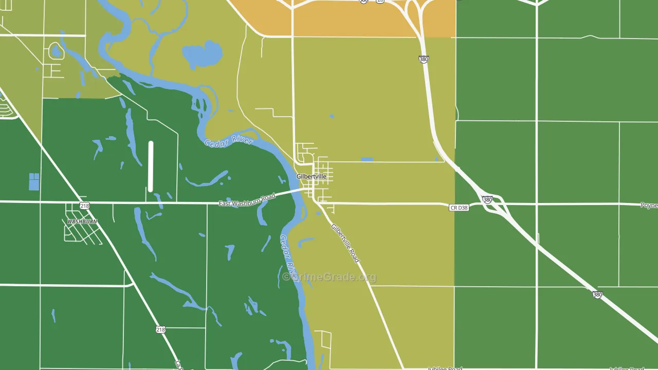 Gilbertville, IA Map of Theft Rates