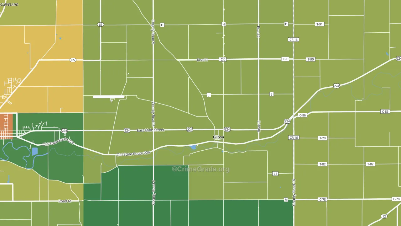 Gilboa, OH Map of Theft Rates
