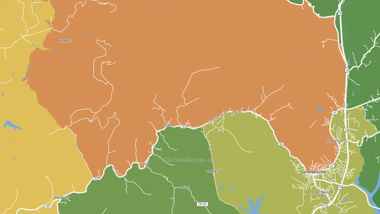 Gilboa, WV Map of Theft Rates