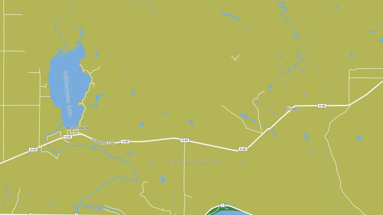 Gilchrist, MI Map of Theft Rates