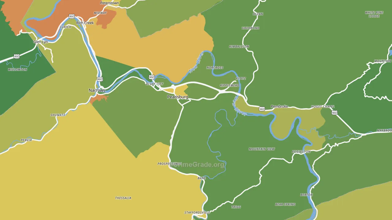 Giles County, VA Map of Theft Rates