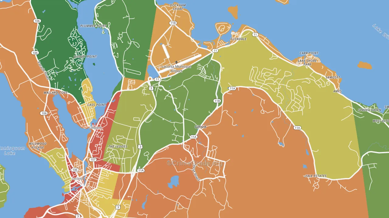 Gilford, NH Map of Theft Rates