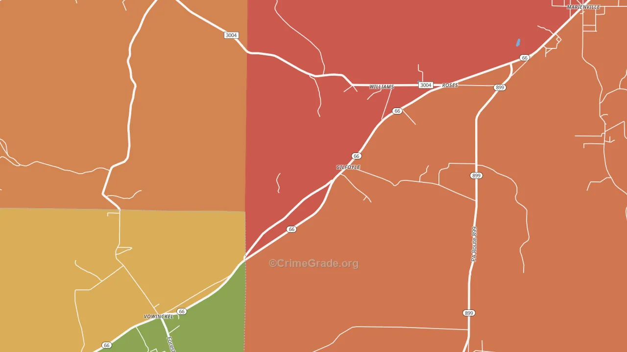 Gilfoyl, PA Map of Theft Rates