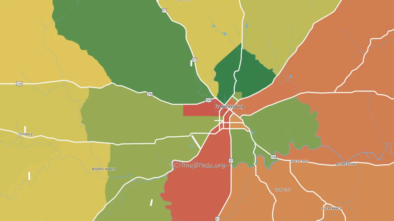 Gillespie County, TX Map of Theft Rates