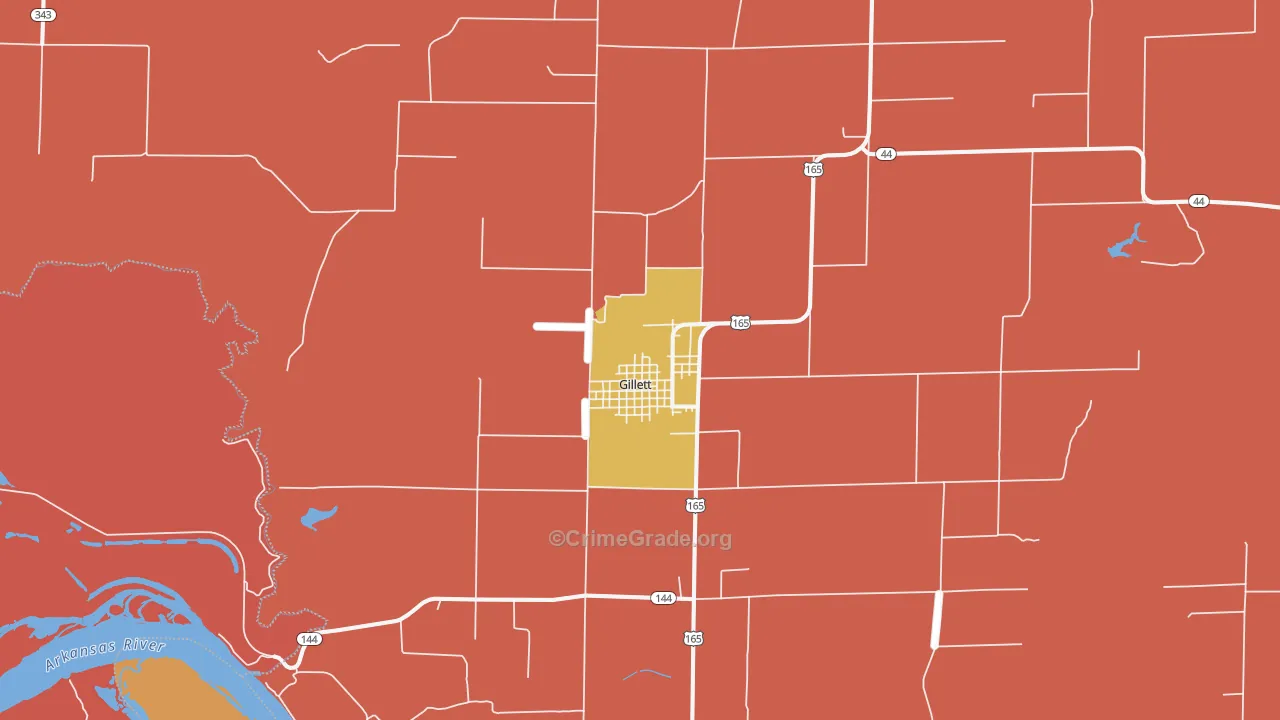 Gillett, AR Map of Theft Rates