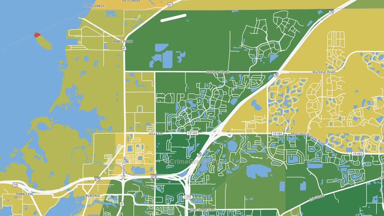 Gillett, FL Map of Theft Rates