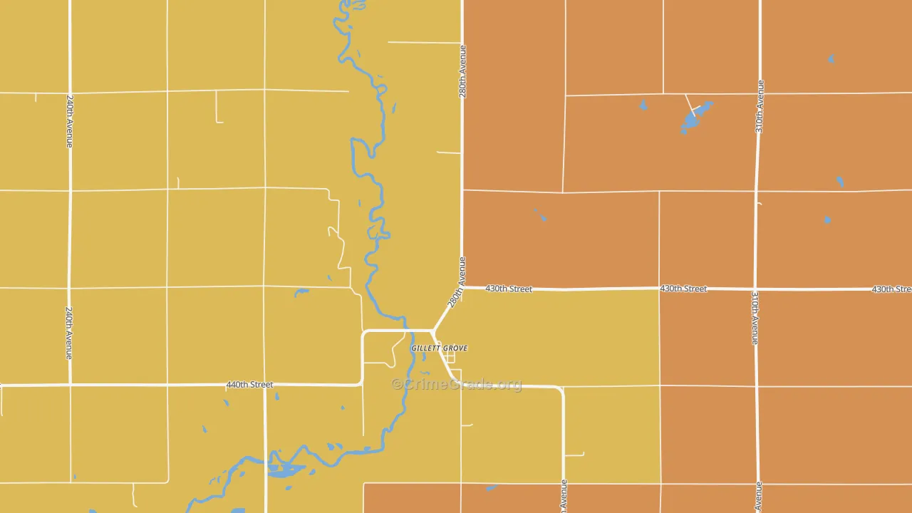 Gillett Grove, IA Map of Theft Rates