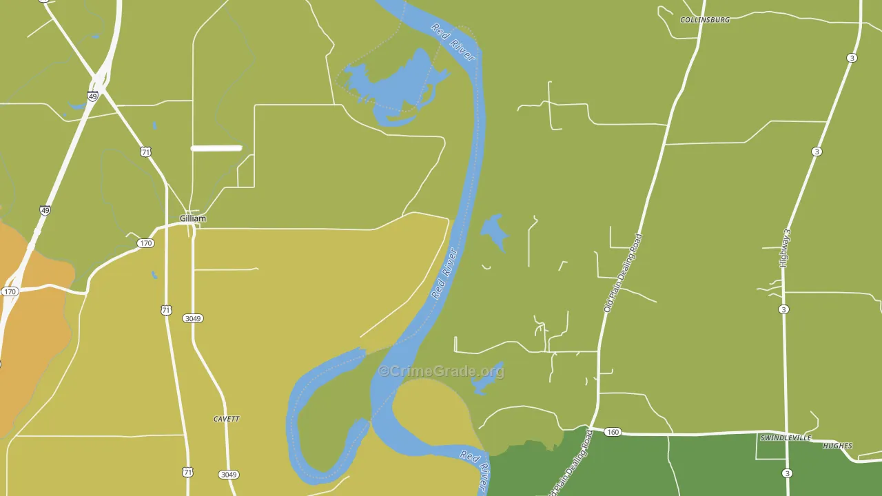 Gilliam, LA Map of Theft Rates