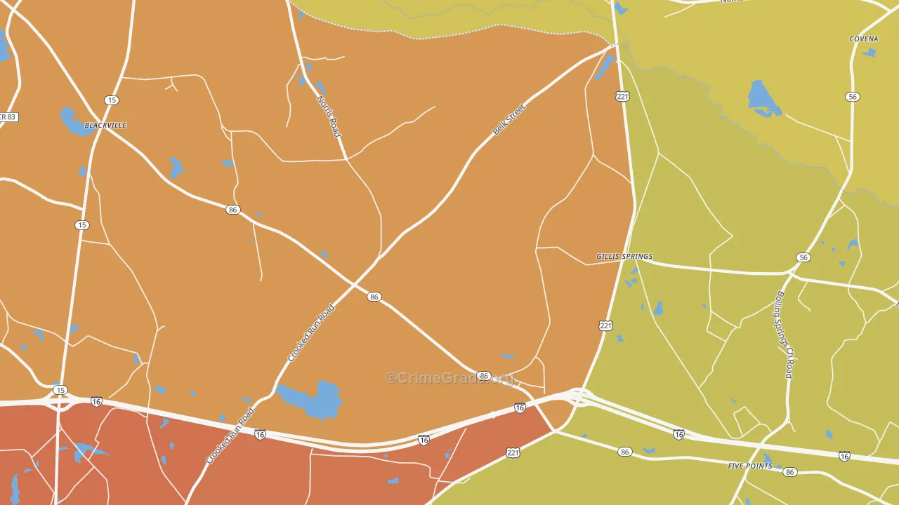 Gillis Springs, GA Map of Theft Rates