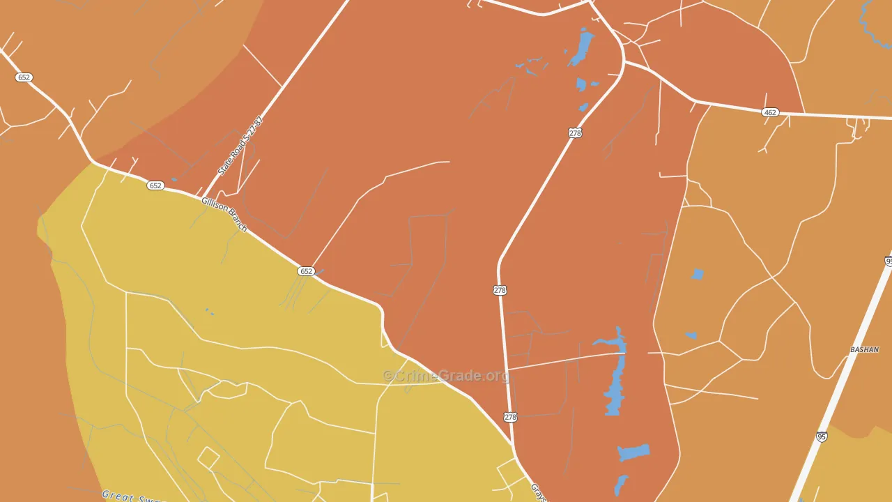 Gillisonville, SC Map of Theft Rates