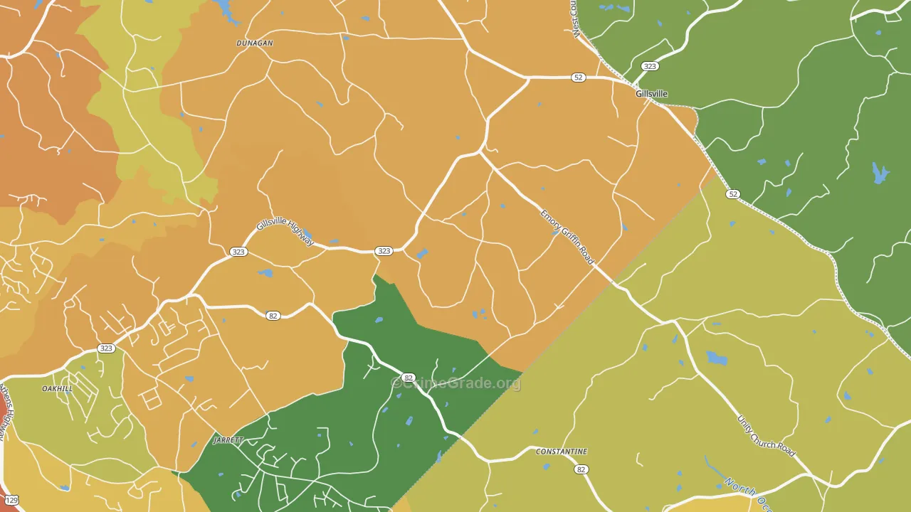 Gillsville, GA Map of Theft Rates