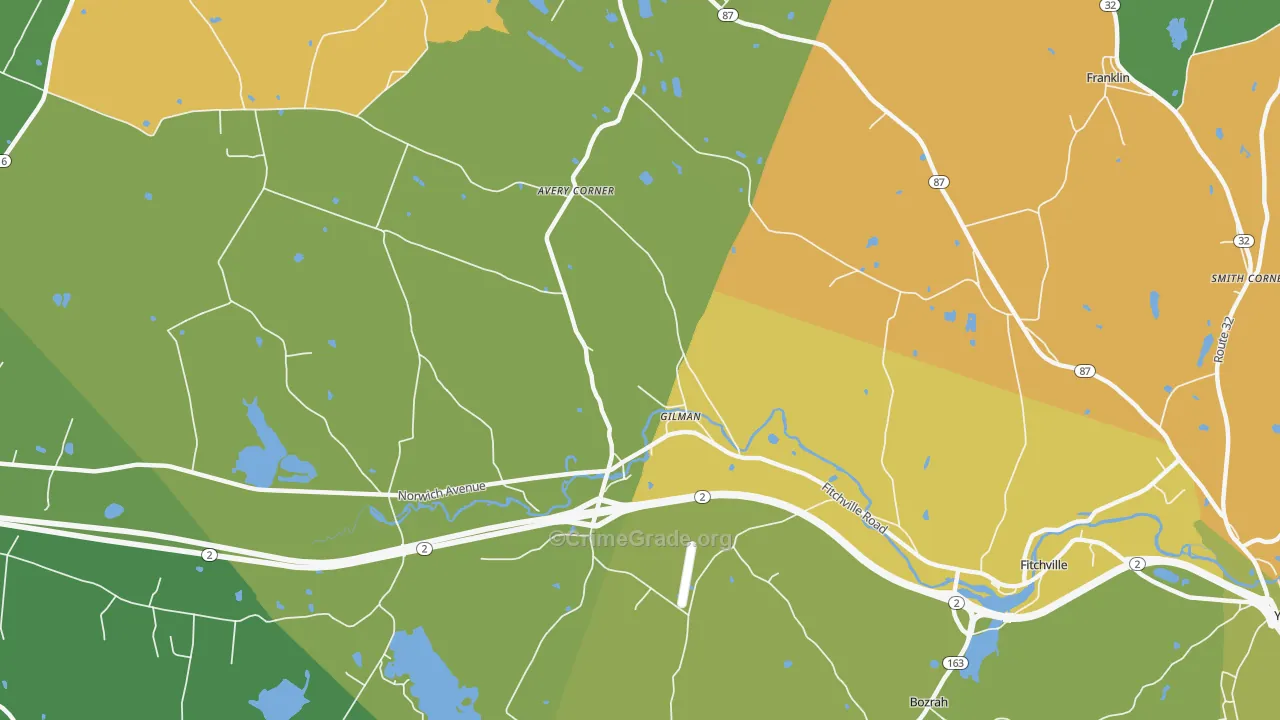 Gilman, CT Map of Theft Rates