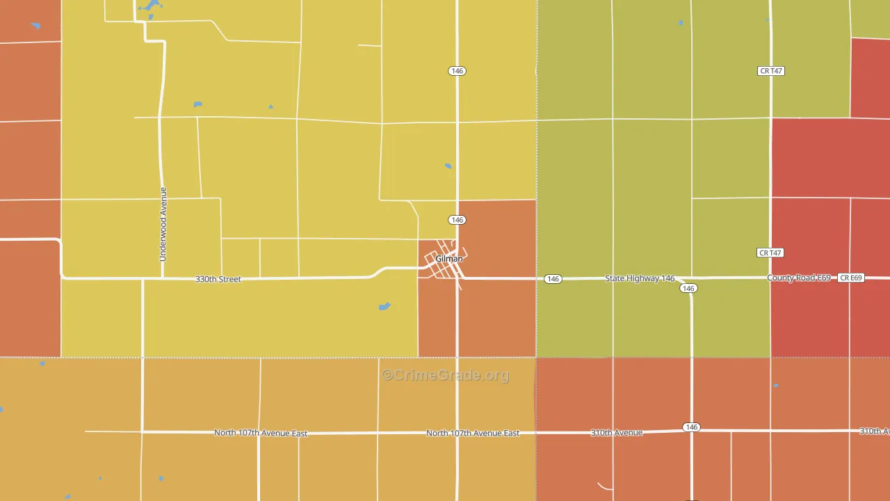 Gilman, IA Map of Theft Rates