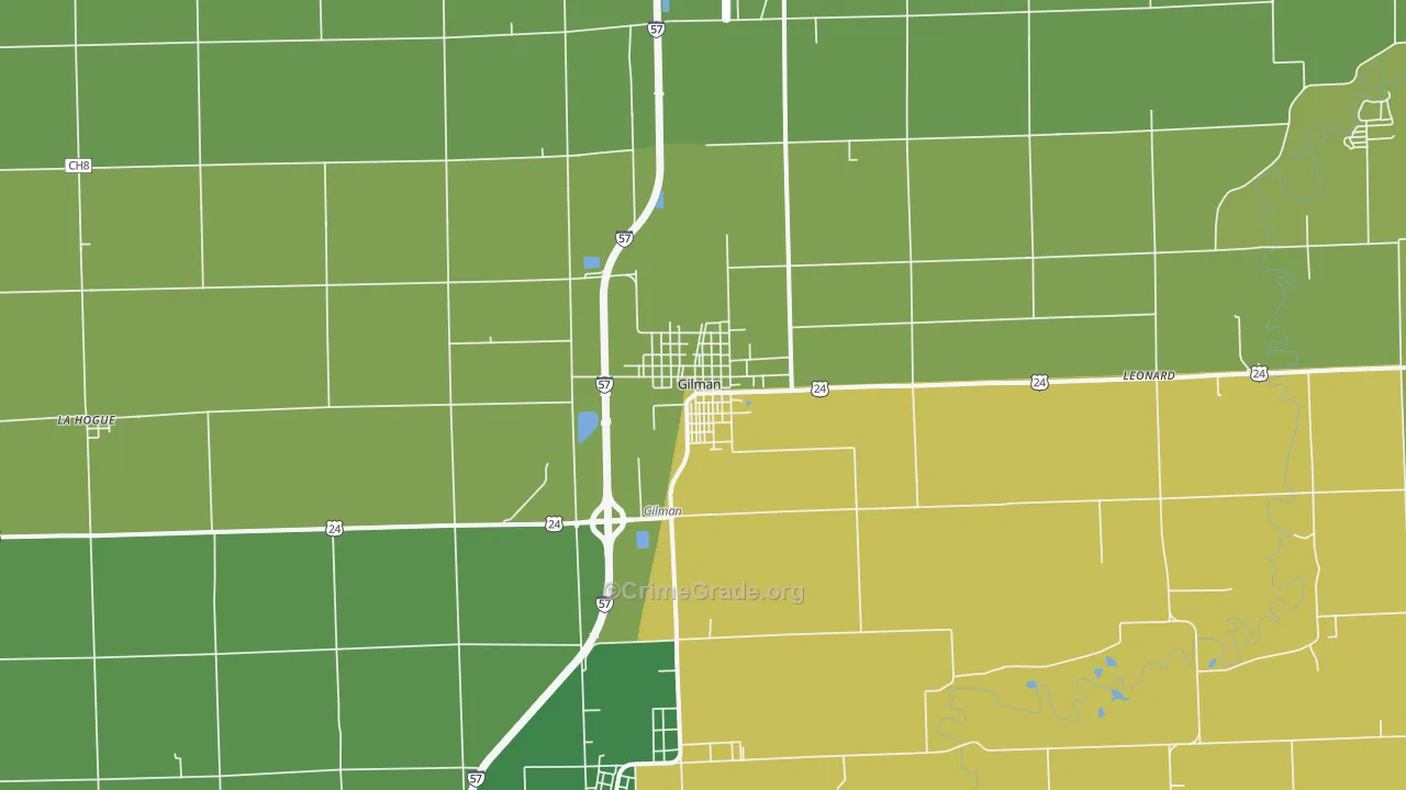 Gilman, IL Map of Theft Rates