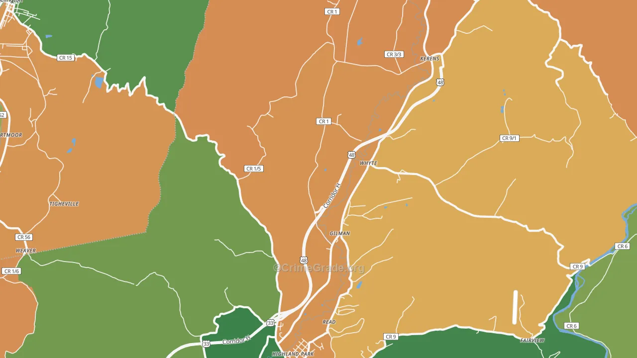 Gilman, WV Map of Theft Rates
