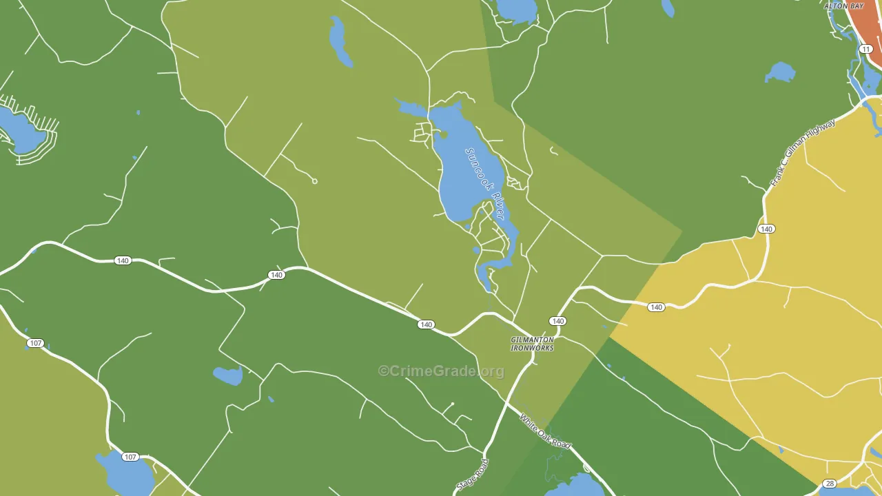 Gilmanton Iron Works, NH Map of Theft Rates
