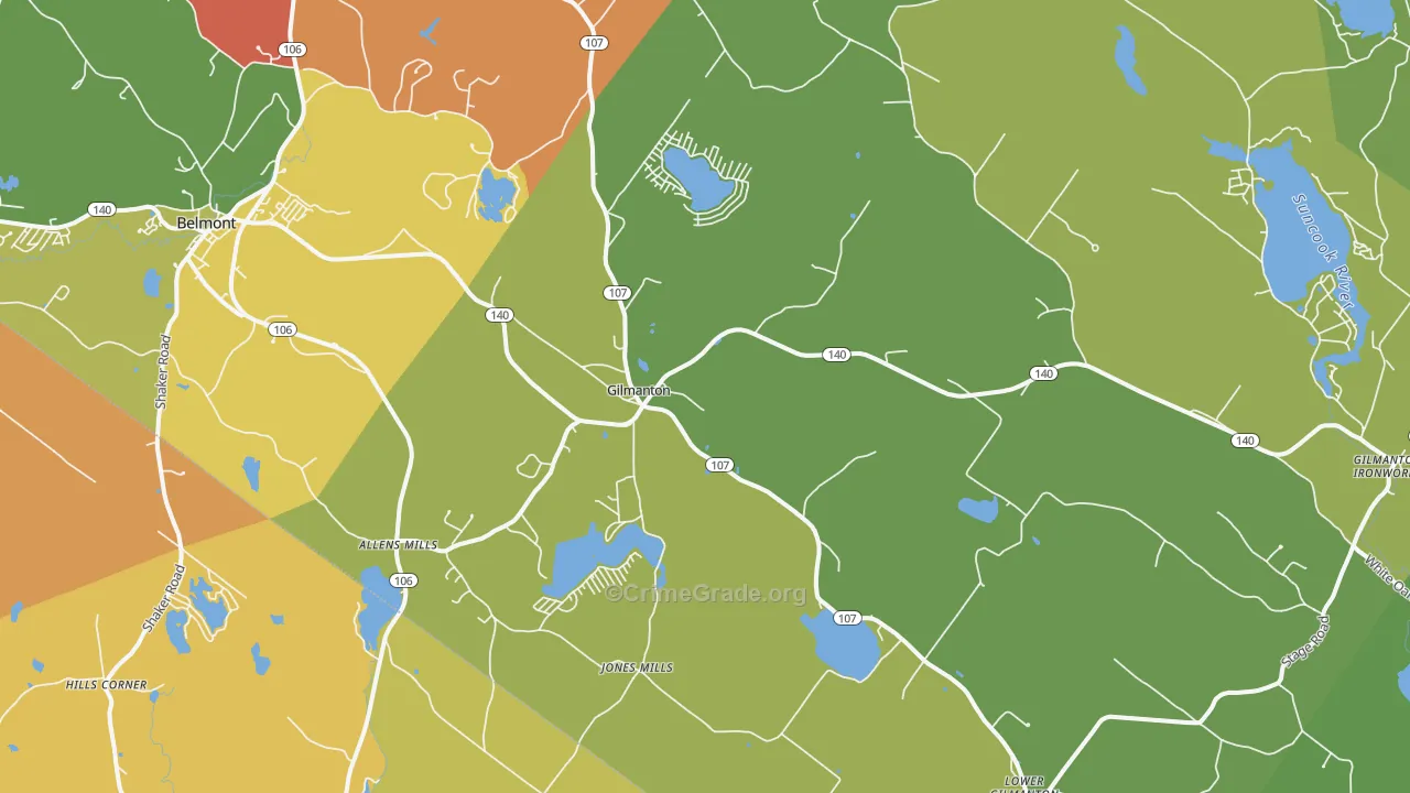 Gilmanton, NH Map of Theft Rates