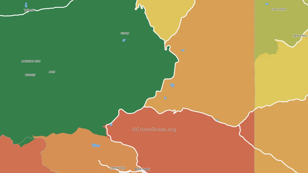 Gilpin County, CO Map of Theft Rates