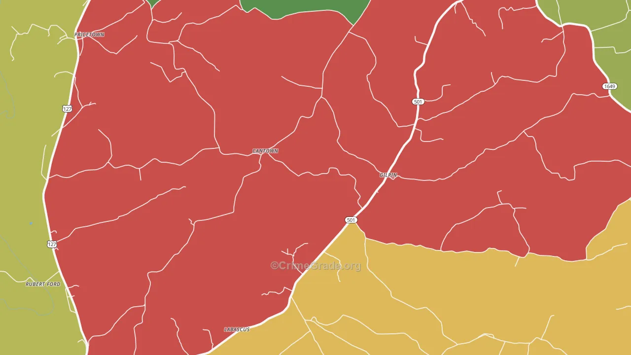 Gilpin, KY Map of Theft Rates