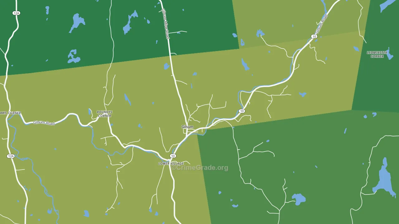 Gilsum, NH Map of Theft Rates