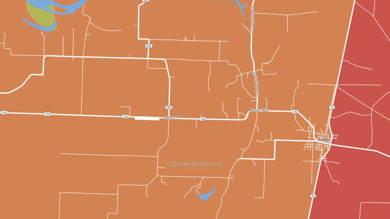 Gin City, AR Map of Theft Rates