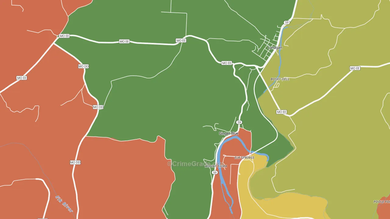 Ginger Blue, MO Map of Theft Rates