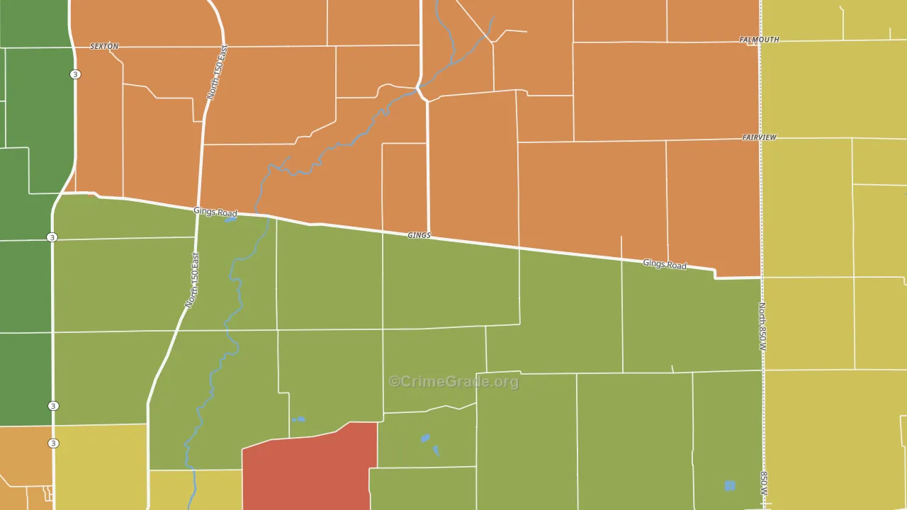 Gings, IN Map of Theft Rates