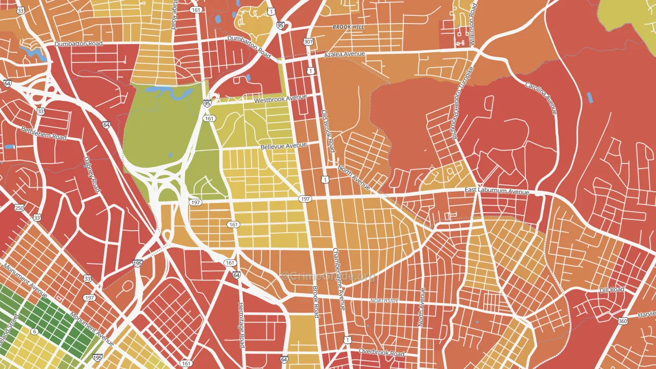 Ginter Park, Richmond, VA Map of Theft Rates