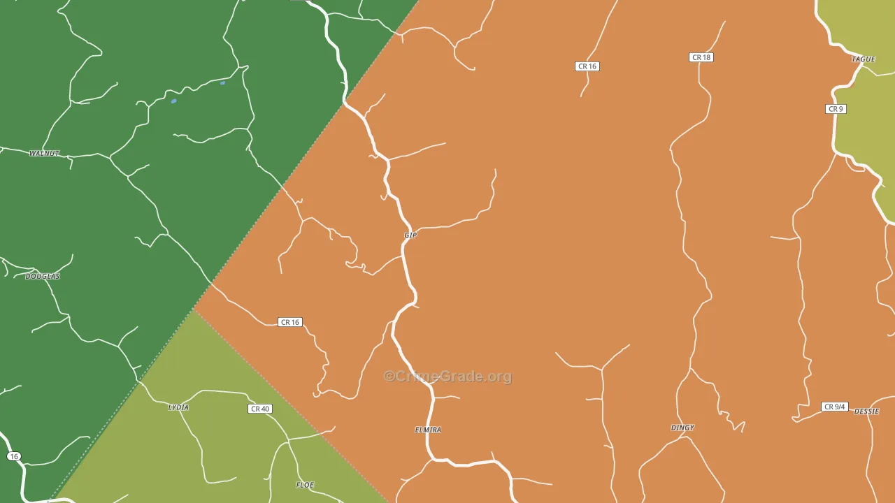 Gip, WV Map of Theft Rates