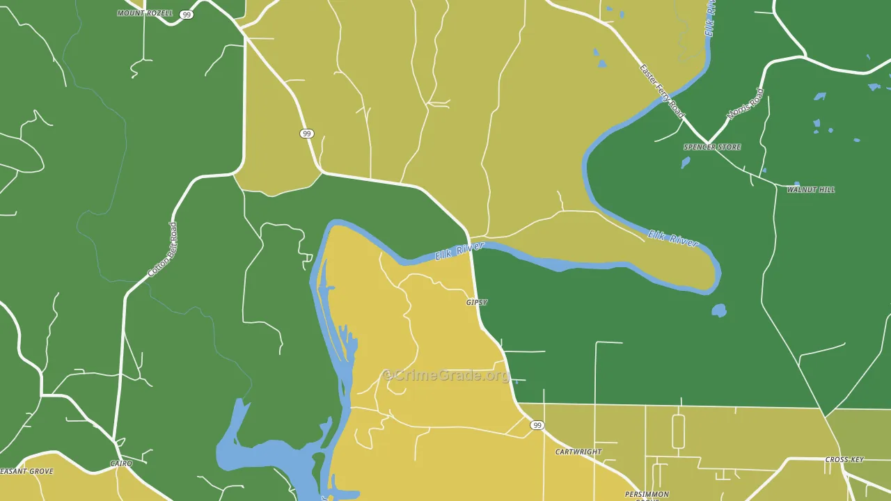 Gipsy, AL Map of Theft Rates