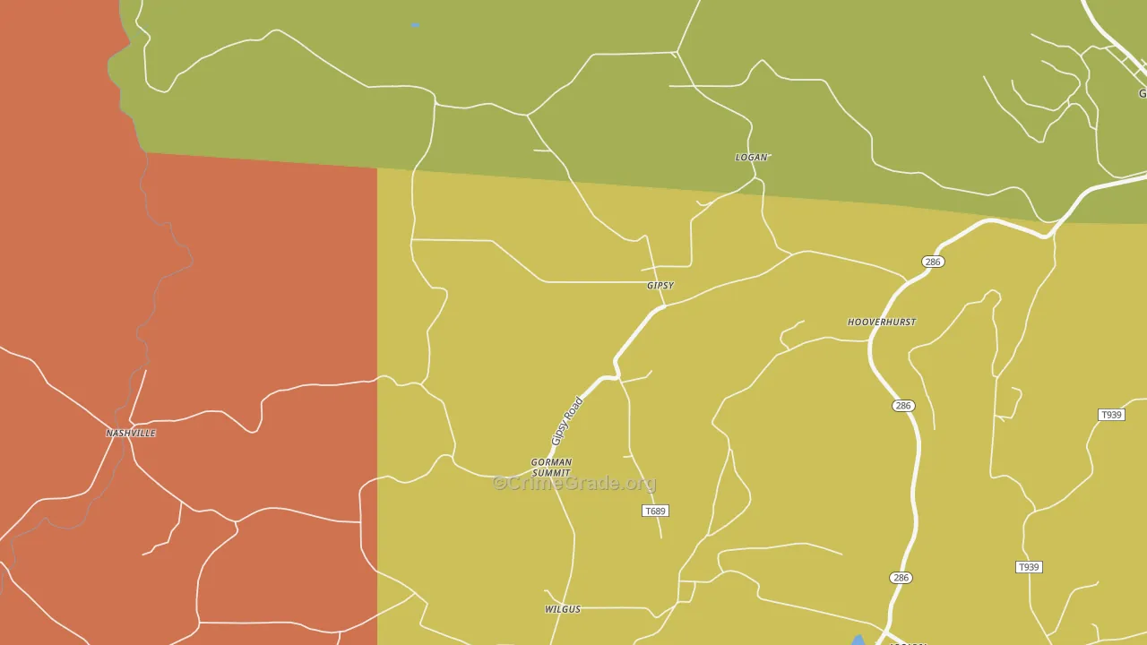 Gipsy, PA Map of Theft Rates