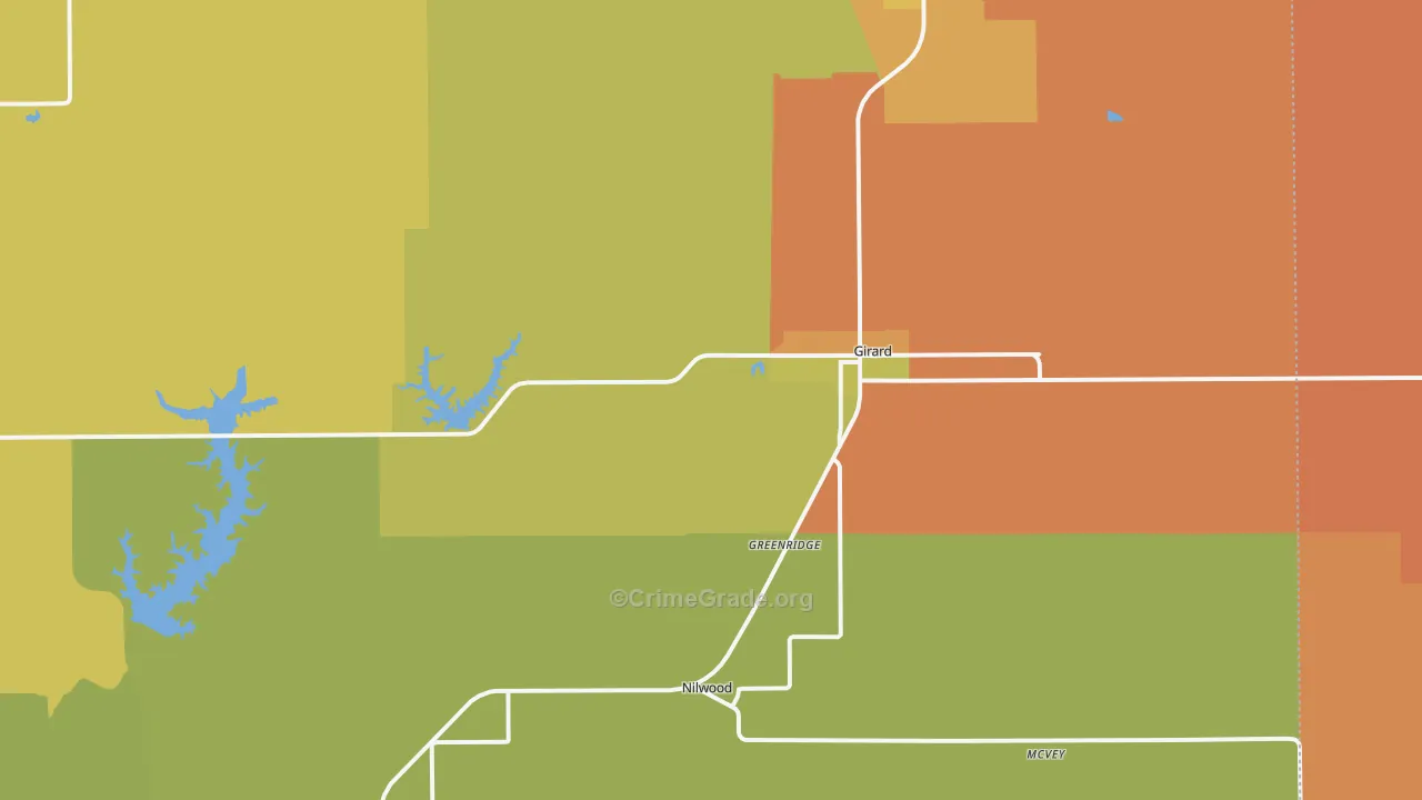 Girard, IL Map of Theft Rates