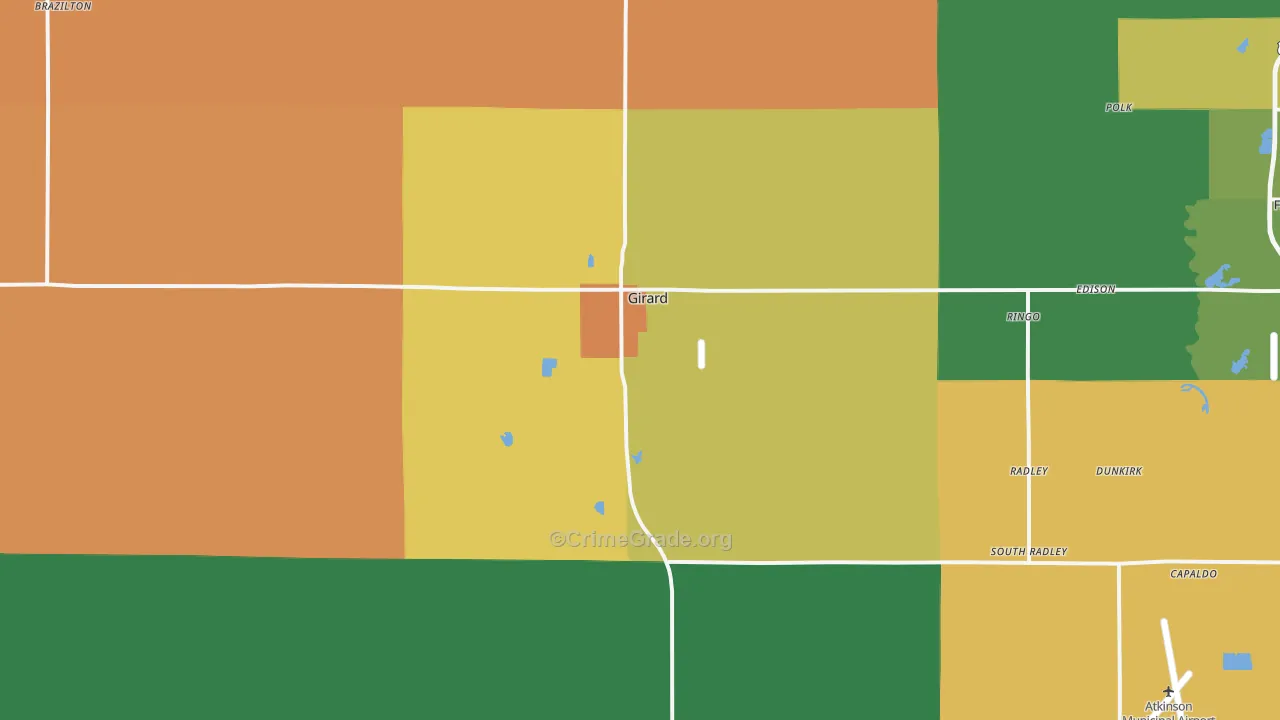 Girard, KS Map of Theft Rates