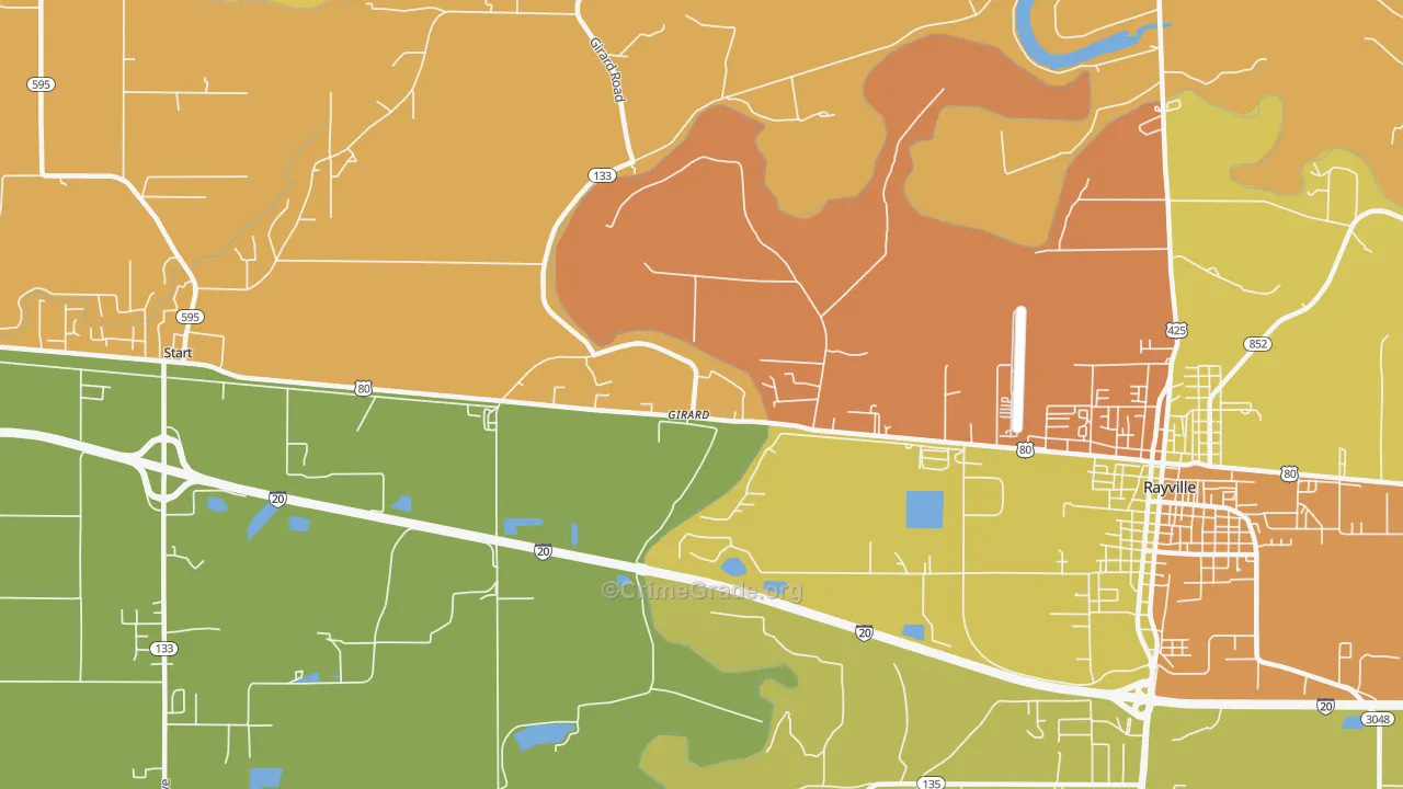 Girard, LA Map of Theft Rates