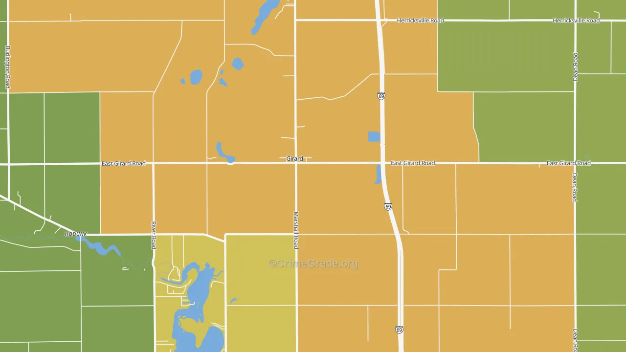 Girard, MI Map of Theft Rates