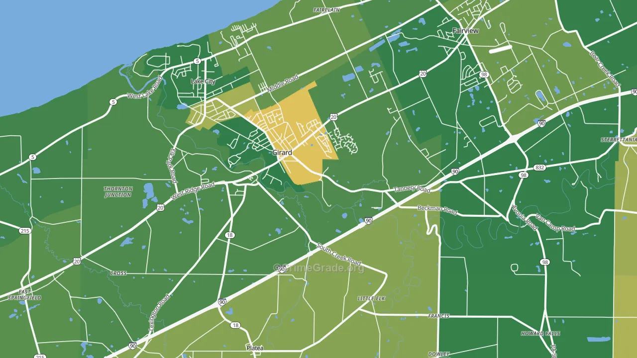 Girard, PA Map of Theft Rates