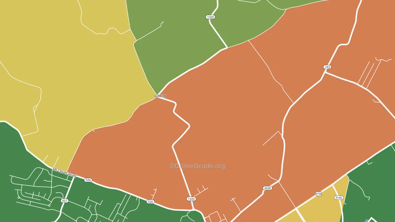 Girkin, KY Map of Theft Rates