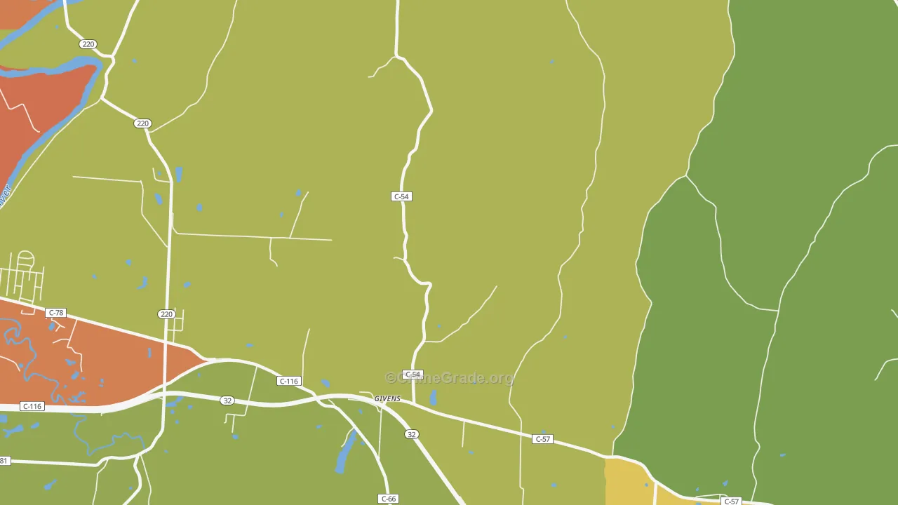 Givens, OH Map of Theft Rates