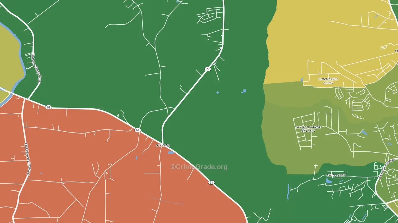 Givhans, SC Map of Theft Rates