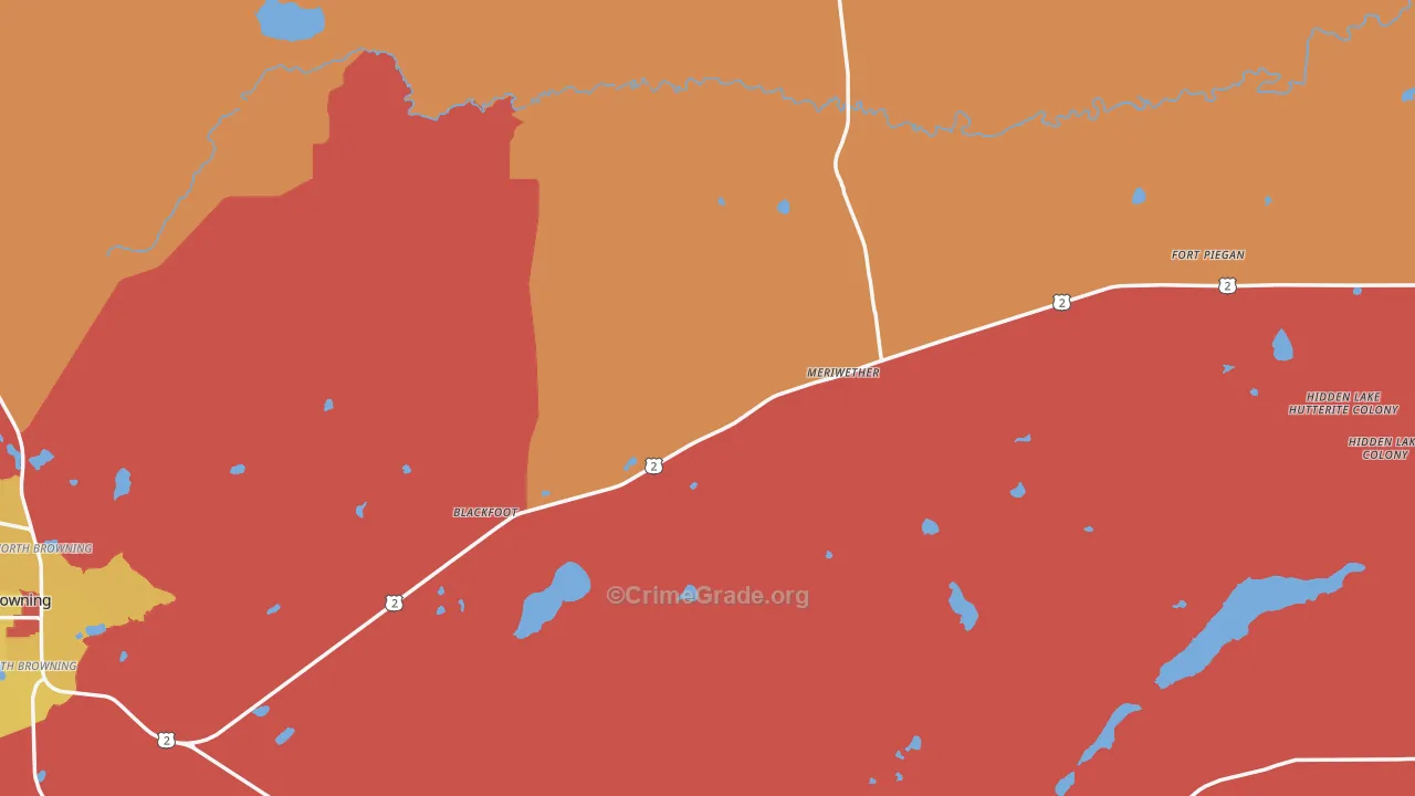 Glacier County, MT Map of Theft Rates