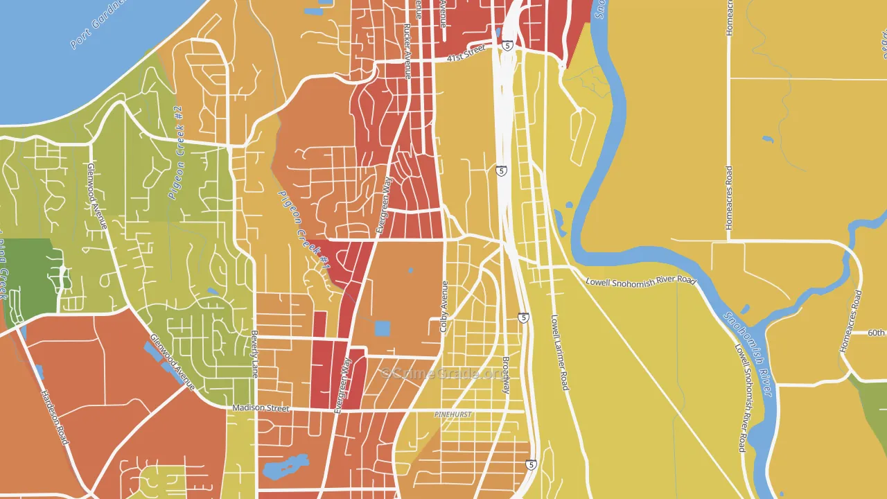 Glacier View, Everett, WA Map of Theft Rates