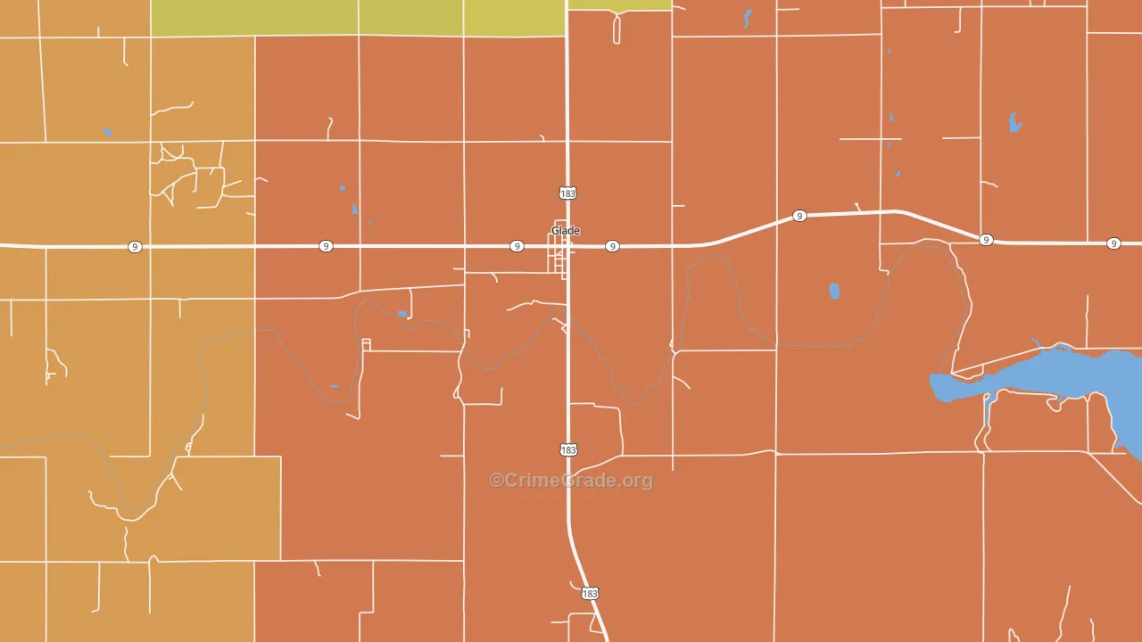Glade, KS Map of Theft Rates