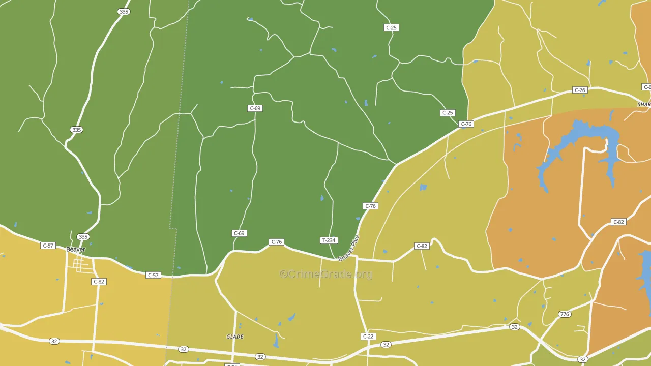 Glade, OH Map of Theft Rates