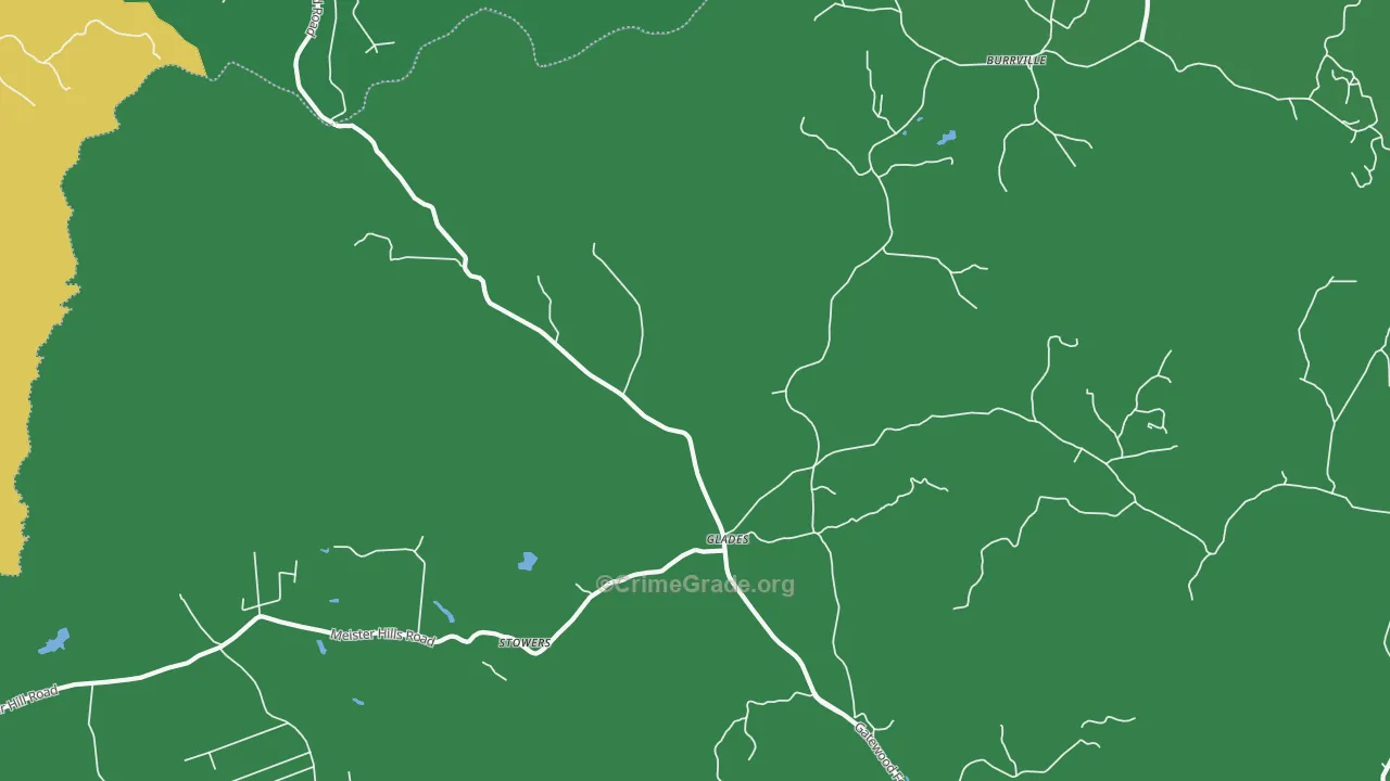 Glades, TN Map of Theft Rates