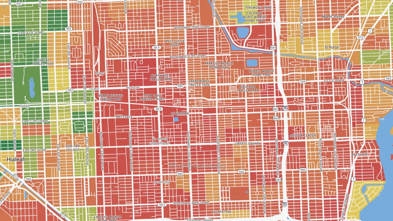Gladeview, FL Map of Theft Rates