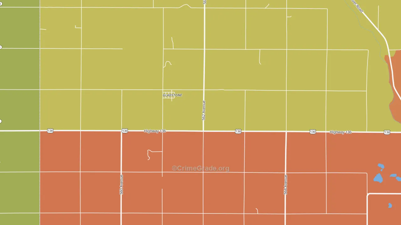Gladstone, NE Map of Theft Rates
