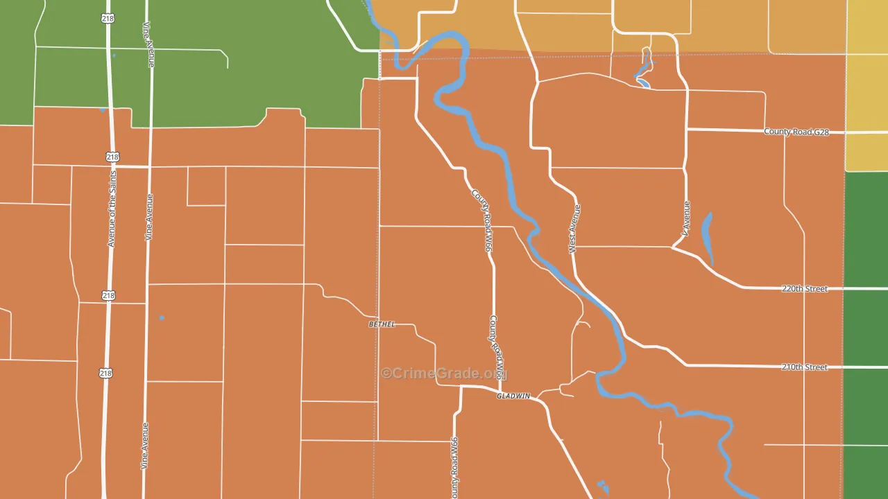 Gladwin, IA Map of Theft Rates