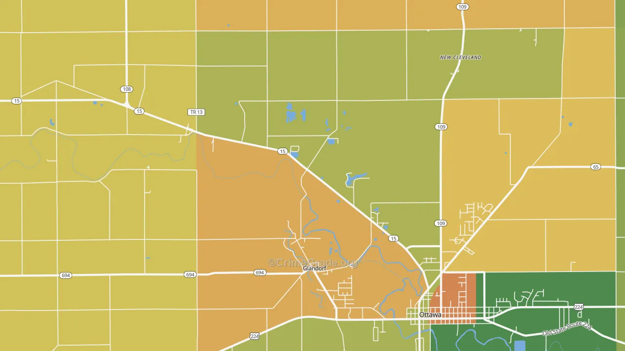 Glandorf, OH Map of Theft Rates