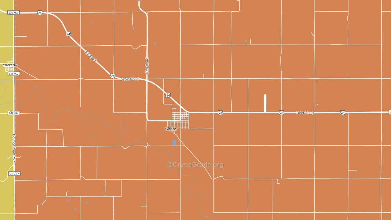 Glasco, KS Map of Theft Rates