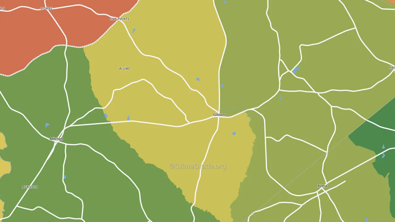 Glascock County, GA Map of Theft Rates